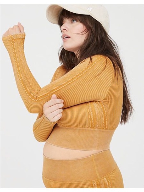 aerie Tops - Aerie Seamless Cable Square Neck Top (M)